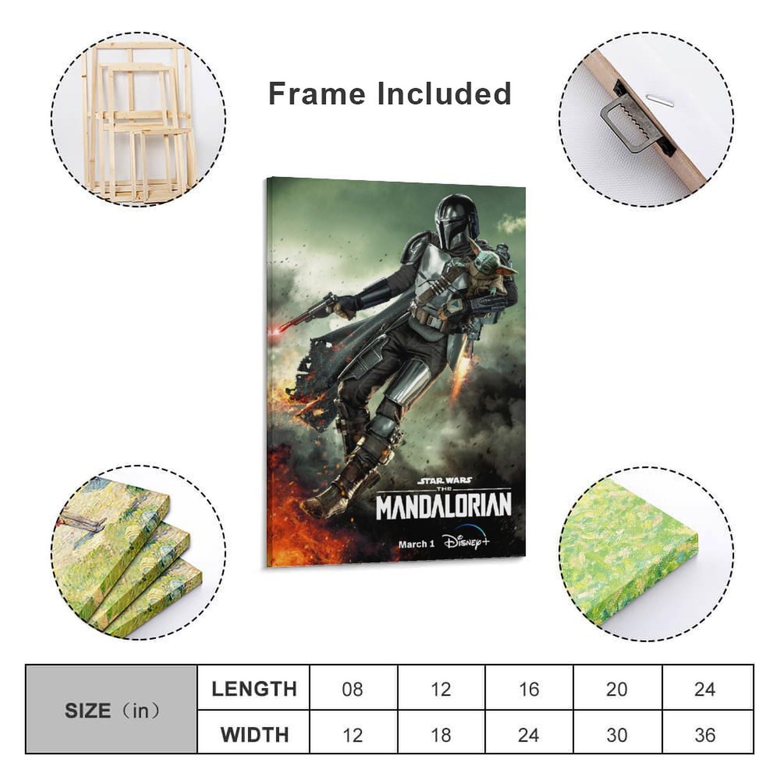 Amazon.co.jp: マンダロリアン映画ポスター キャンバス 芸術 ポスター